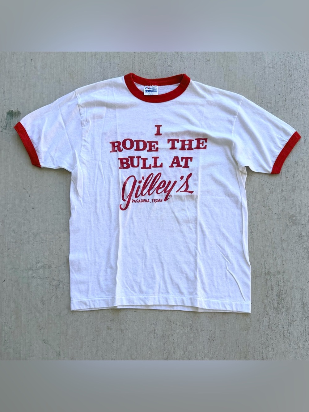 Vintage I Rode The Bull T Shirt Gilleys Pasadena Texas Ringer Hanes 80s